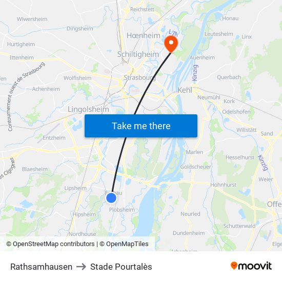 Rathsamhausen to Stade Pourtalès map