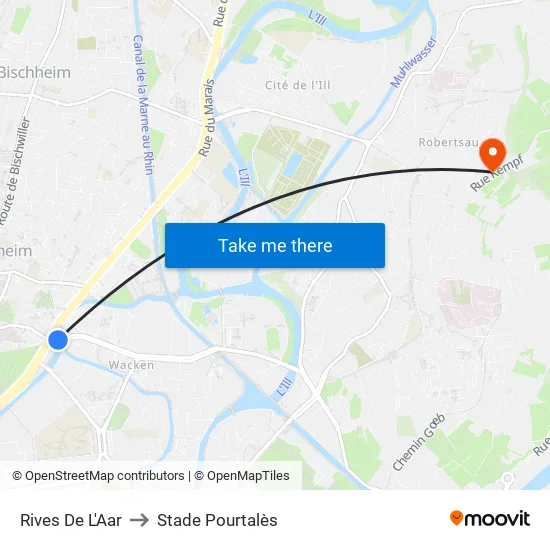Rives De L'Aar to Stade Pourtalès map