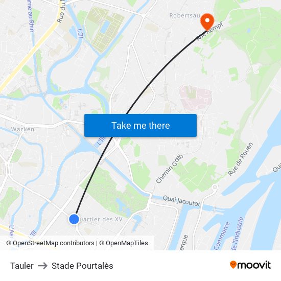 Tauler to Stade Pourtalès map