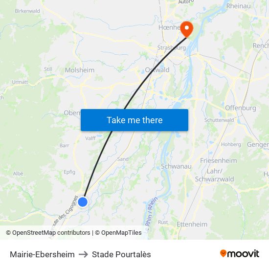Mairie-Ebersheim to Stade Pourtalès map