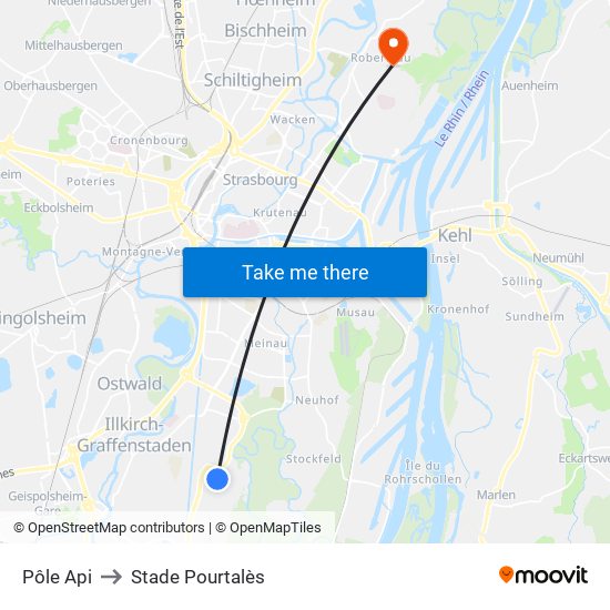 Pôle Api to Stade Pourtalès map