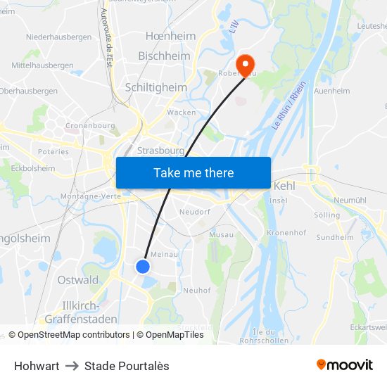 Hohwart to Stade Pourtalès map