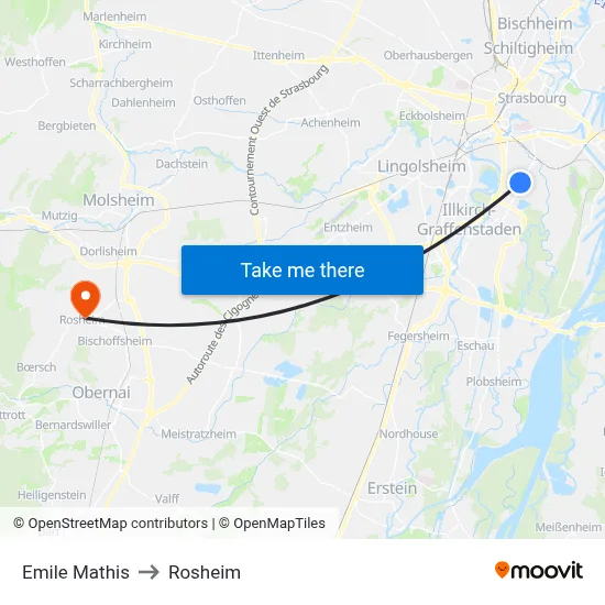 Emile Mathis to Rosheim map