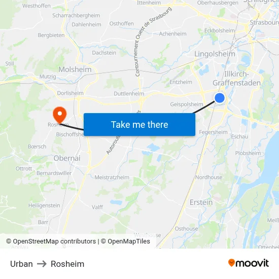 Urban to Rosheim map