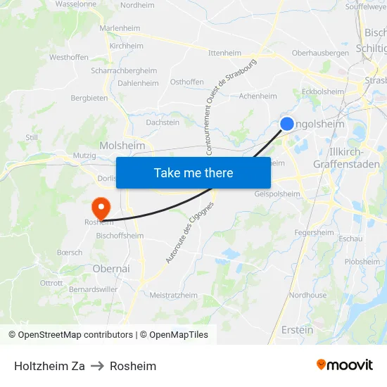 Holtzheim Za to Rosheim map