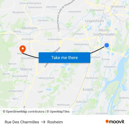 Rue Des Charmilles to Rosheim map