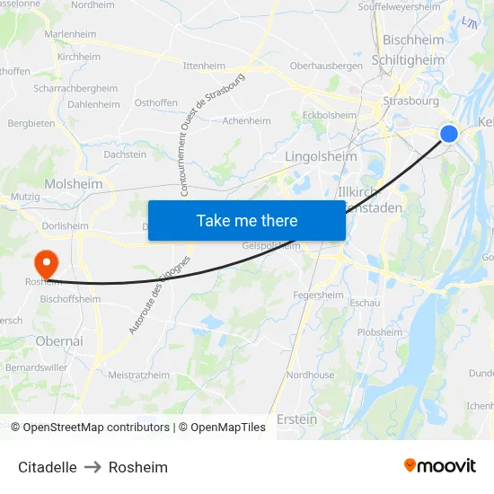 Citadelle to Rosheim map