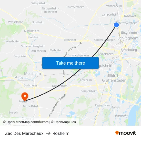 Zac Des Maréchaux to Rosheim map