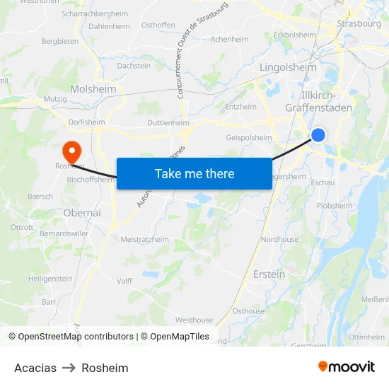 Acacias to Rosheim map
