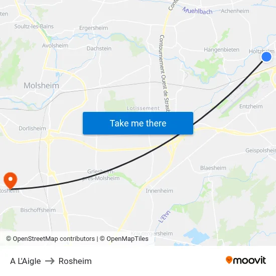 A L'Aigle to Rosheim map
