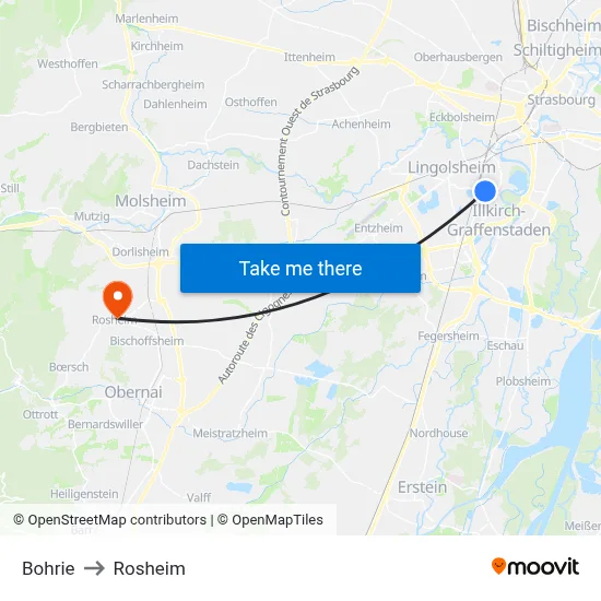 Bohrie to Rosheim map