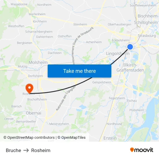 Bruche to Rosheim map