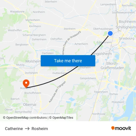 Catherine to Rosheim map