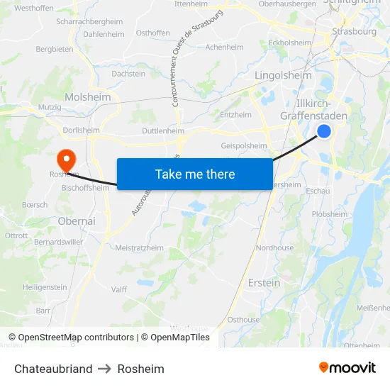 Chateaubriand to Rosheim map