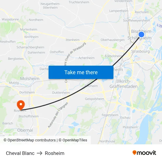Cheval Blanc to Rosheim map