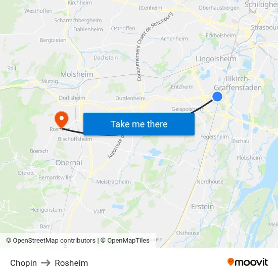 Chopin to Rosheim map