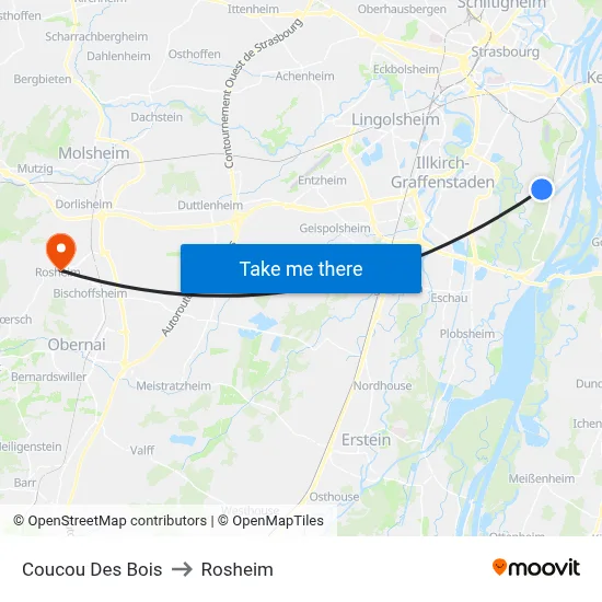 Coucou Des Bois to Rosheim map