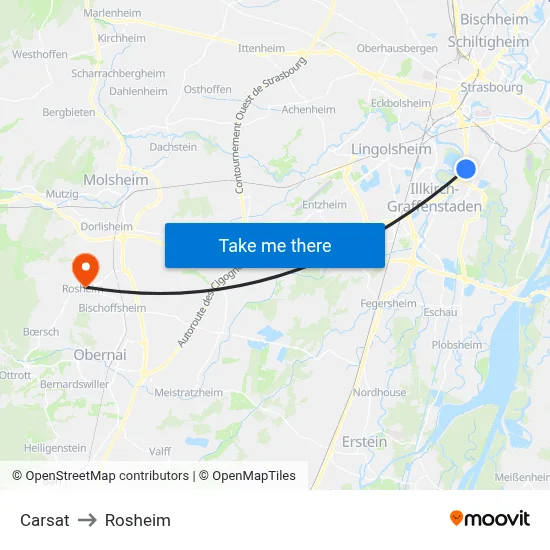 Carsat to Rosheim map
