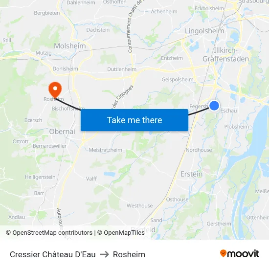 Cressier Château D'Eau to Rosheim map
