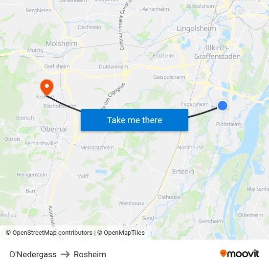 D'Nedergass to Rosheim map