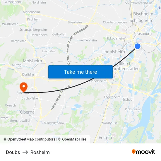 Doubs to Rosheim map