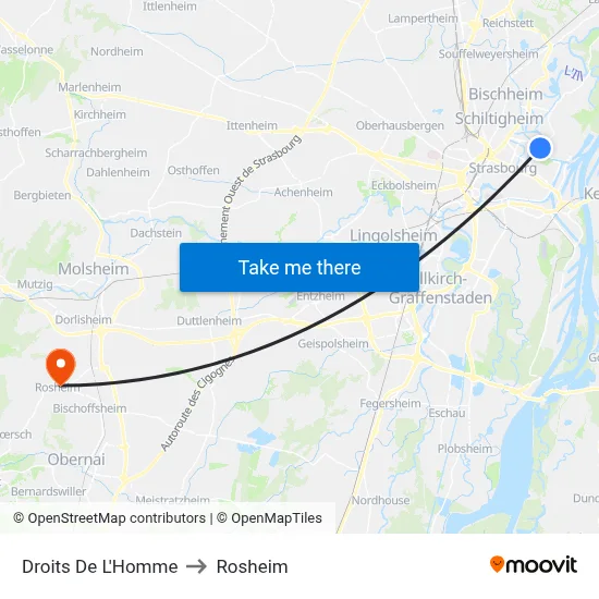 Droits De L'Homme to Rosheim map