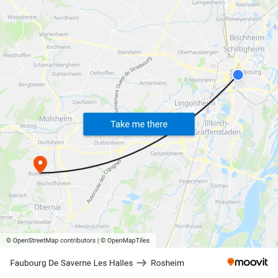 Faubourg De Saverne Les Halles to Rosheim map