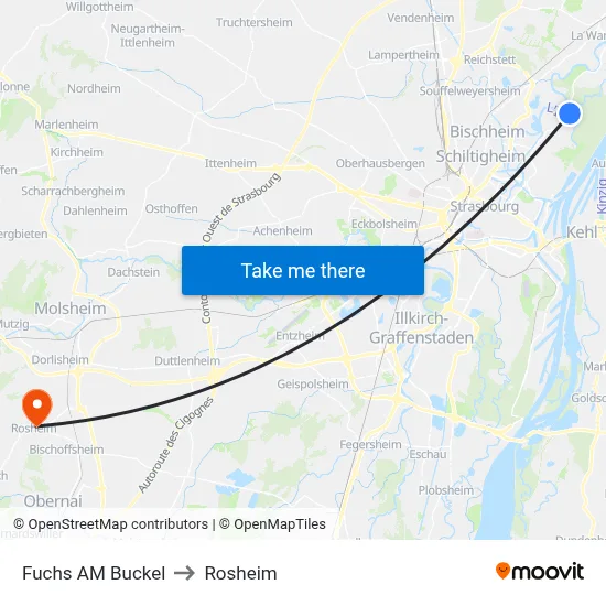 Fuchs AM Buckel to Rosheim map