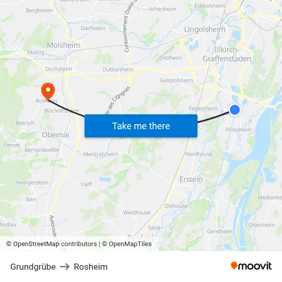 Grundgrübe to Rosheim map