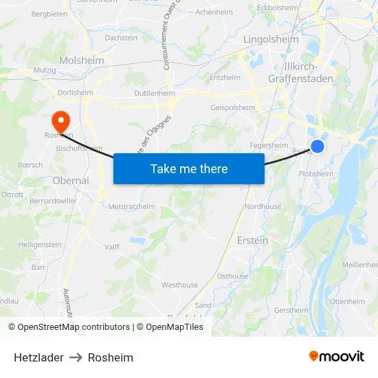 Hetzlader to Rosheim map