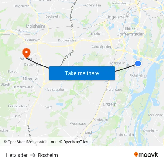 Hetzlader to Rosheim map