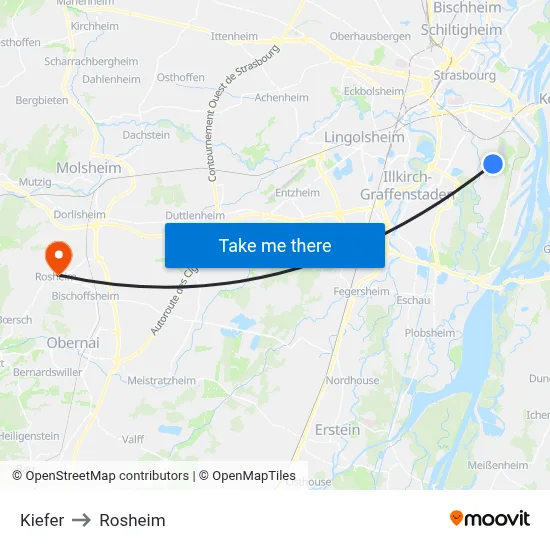 Kiefer to Rosheim map