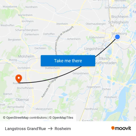 Langstross Grand'Rue to Rosheim map