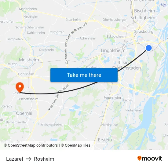 Lazaret to Rosheim map