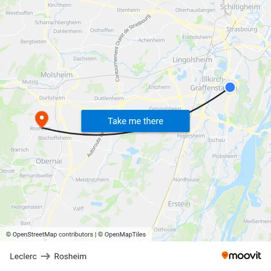 Leclerc to Rosheim map