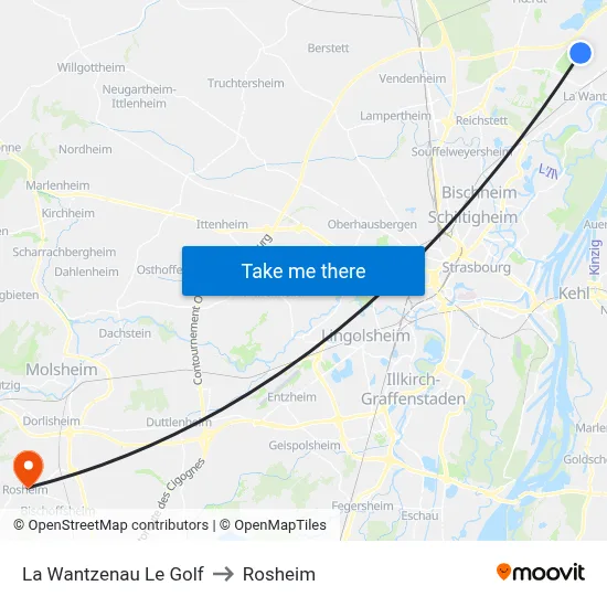 La Wantzenau Le Golf to Rosheim map