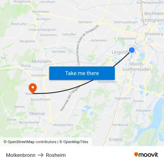 Molkenbronn to Rosheim map