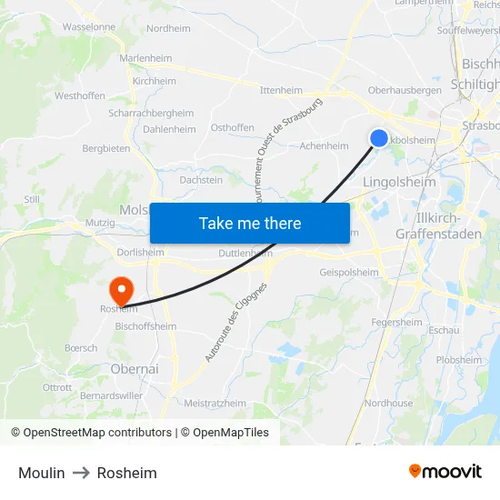 Moulin to Rosheim map