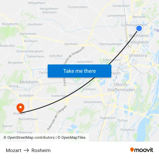 Mozart to Rosheim map