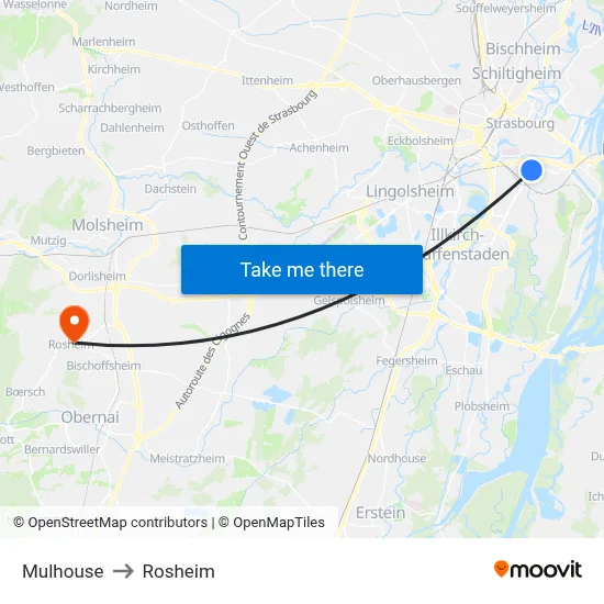 Mulhouse to Rosheim map