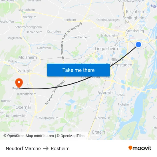 Neudorf Marché to Rosheim map