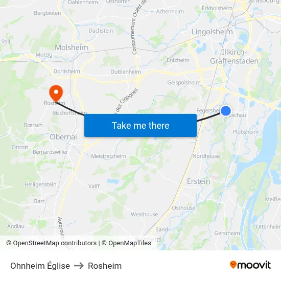 Ohnheim Église to Rosheim map