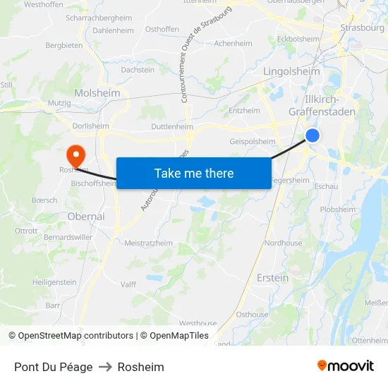 Pont Du Péage to Rosheim map
