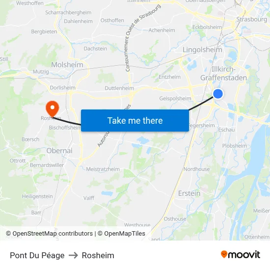 Pont Du Péage to Rosheim map