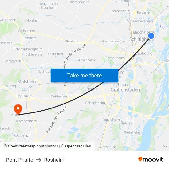 Pont Phario to Rosheim map