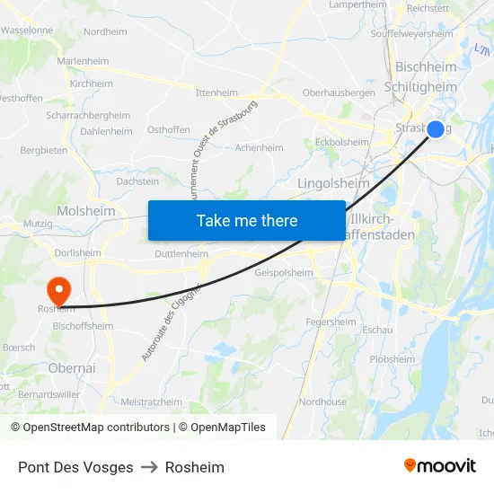 Pont Des Vosges to Rosheim map