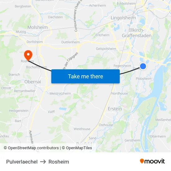 Pulverlaechel to Rosheim map