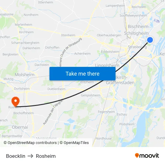 Boecklin to Rosheim map