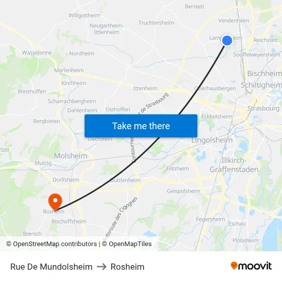 Rue De Mundolsheim to Rosheim map