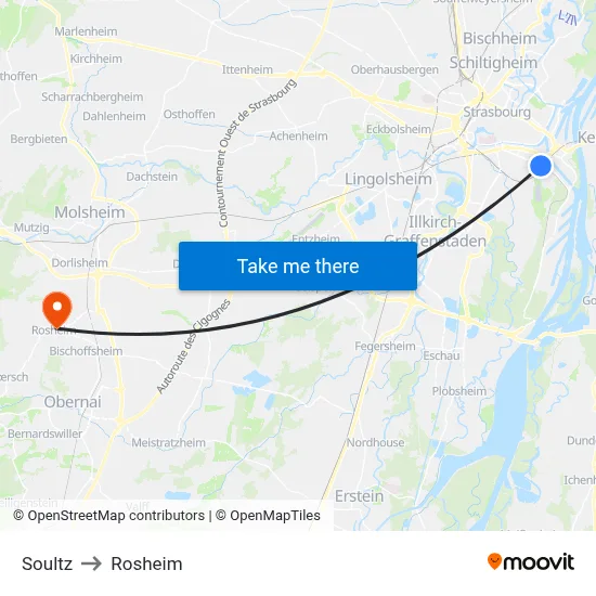 Soultz to Rosheim map